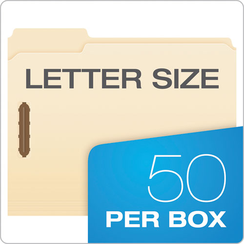 Manila Fastener Folders, 1/3-cut Tabs, 2 Fasteners, Letter Size, Manila Exterior, 50/box