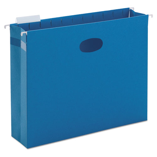 Hanging Pockets With Full-height Gusset, 1 Section, 3" Capacity, Letter Size, 1/5-cut Tabs, Sky Blue, 25/box