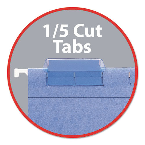 Hanging Pockets With Full-height Gusset, 1 Section, 3" Capacity, Letter Size, 1/5-cut Tabs, Sky Blue, 25/box