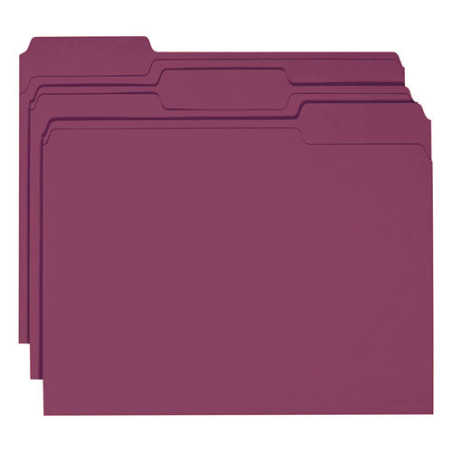 Colored File Folders, 1/3-cut Tabs: Assorted, Letter Size, 0.75" Expansion, Maroon, 100/box