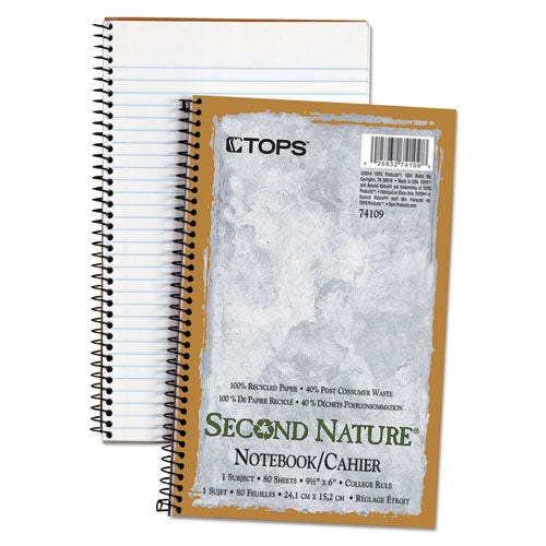 Second Nature Single Subject Wirebound Notebooks, Medium/college Rule, Randomly Assorted Cover Color, (80) 11 X 8.5 Sheets