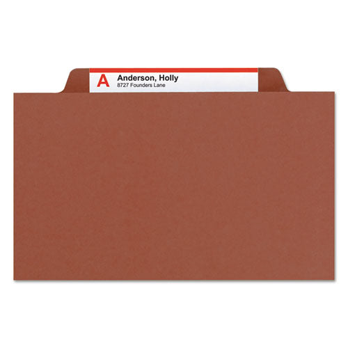 Recycled Pressboard Classification Folders, 2" Expansion, 1 Divider, 4 Fasteners, Letter Size, Red Exterior, 10/box