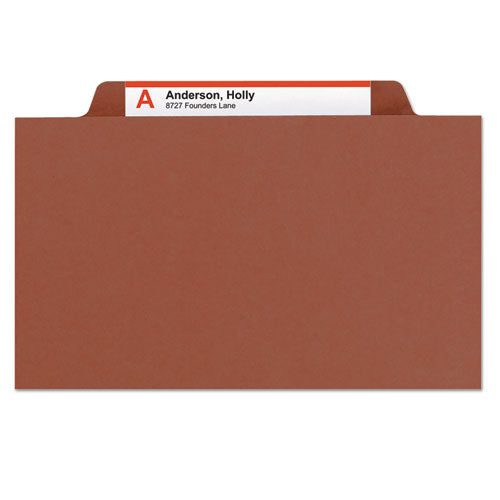 Recycled Pressboard Classification Folders, 2" Expansion, 1 Divider, 4 Fasteners, Letter Size, Red Exterior, 10/box