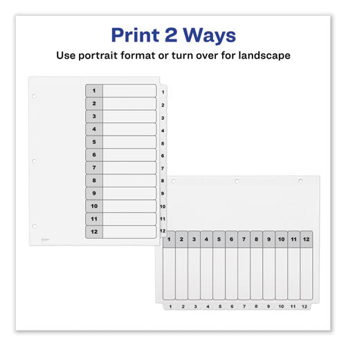 Customizable Toc Ready Index Black And White Dividers, 12-tab, 1 To 12, 11 X 8.5, 1 Set