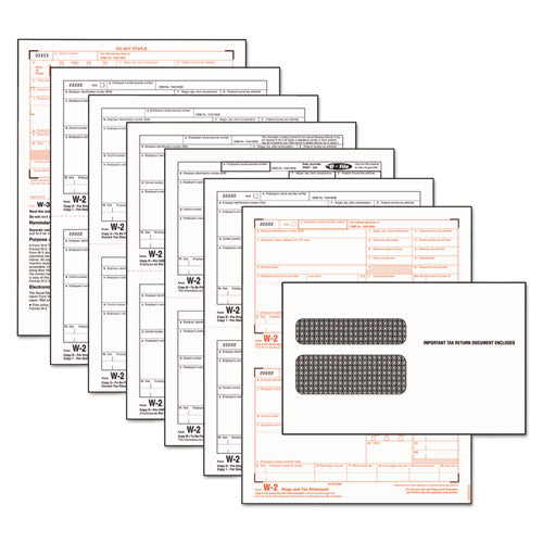 W-2 Tax Forms Kit, Fiscal Year: 2022, Six-part Carbonless, 8.5 X 5.5, 2 Forms/sheet, 24 Forms Total