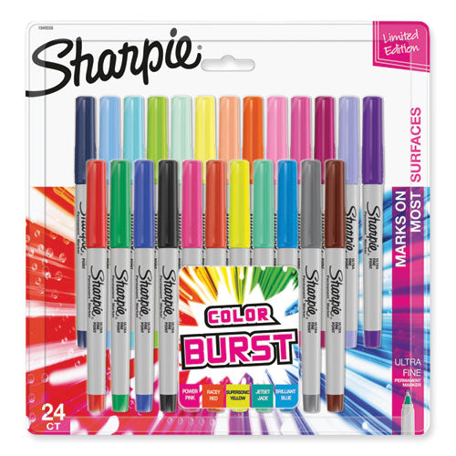 Ultra Fine Tip Permanent Marker, Extra-fine Needle Tip, Assorted Limited Edition Color Burst And Classic Colors, 24/pack