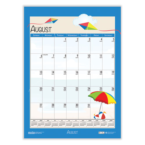 Recycled Seasonal Wall Calendar, Illustrated Seasons Artwork, 12 X 16.5, 12-month (july To June): 2023 To 2024