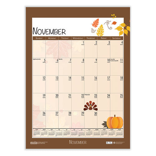 Recycled Seasonal Wall Calendar, Illustrated Seasons Artwork, 12 X 16.5, 12-month (july To June): 2023 To 2024