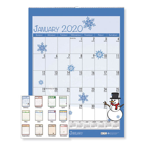 Recycled Seasonal Wall Calendar, Illustrated Seasons Artwork, 12 X 16.5, 12-month (july To June): 2023 To 2024