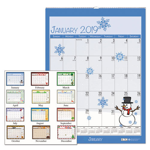 Recycled Seasonal Wall Calendar, Illustrated Seasons Artwork, 12 X 16.5, 12-month (july To June): 2023 To 2024