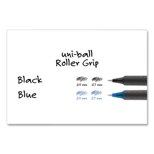 Grip Roller Ball Pen, Stick, Micro 0.5 Mm, Black Ink, Black Barrel, Dozen