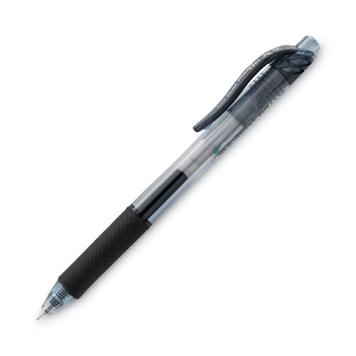 Energel-x Gel Pen, Retractable, Fine 0.5 Mm Needle Tip, Black Ink, Black Barrel, Dozen