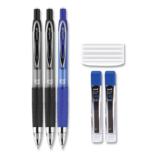 207 Mechanical Pencil With Lead And Eraser Refills, 0.7 Mm, Hb (#2), Black Lead, Assorted Barrel Colors, 3/set