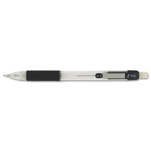 Z-grip Mechanical Pencil, 0.7 Mm, Hb (#2.5), Black Lead, Clear/black Grip Barrel, Dozen