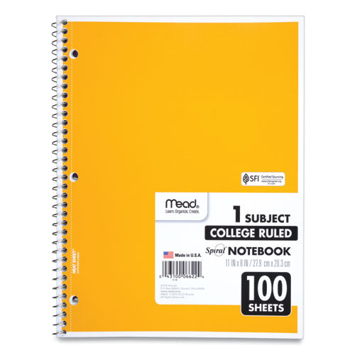 Spiral Notebook, 3-hole Punched, 1-subject, Medium/college Rule, Randomly Assorted Cover Color, (100) 11 X 8 Sheets