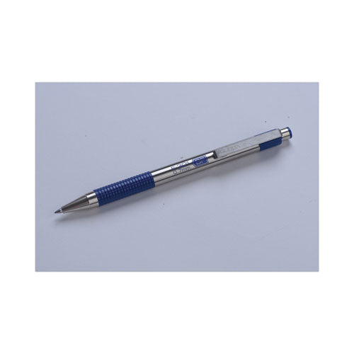 F-301 Ballpoint Pen, Retractable, Fine 0.7 Mm, Blue Ink, Stainless Steel/blue Barrel