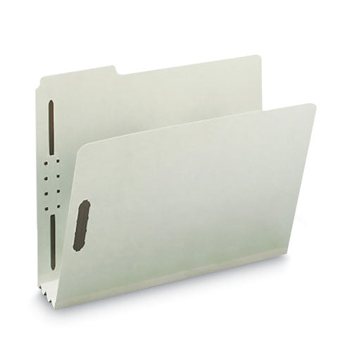 Recycled Pressboard Fastener Folders, 3" Expansion, 2 Fasteners, Letter Size, Gray-green Exterior, 25/box