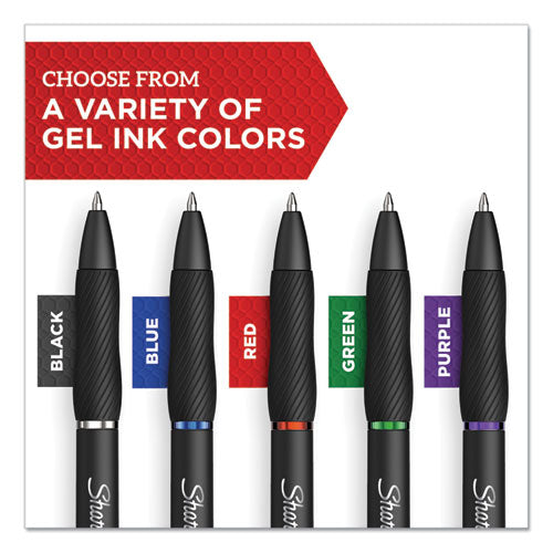 S-gel High-performance Gel Pen, Retractable, Medium 0.7 Mm, Five Assorted Ink Colors, Black Barrel, 8/pack