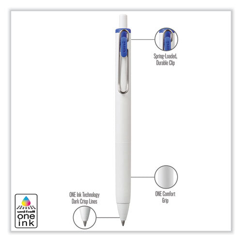 Unione Gel Pen, Retractable, Medium 0.7 Mm, Blue Ink, White Barrel, Dozen