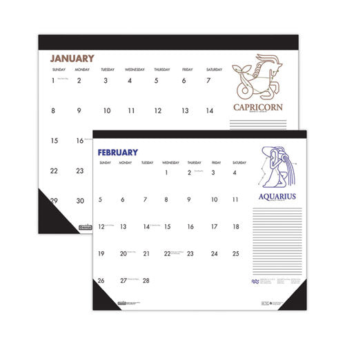 Recycled Zodiac Desk Pad Calendar, Zodiac Artwork, 17 X 22, White Sheets, Black Binding/corners, 12-month (jan-dec) 2023