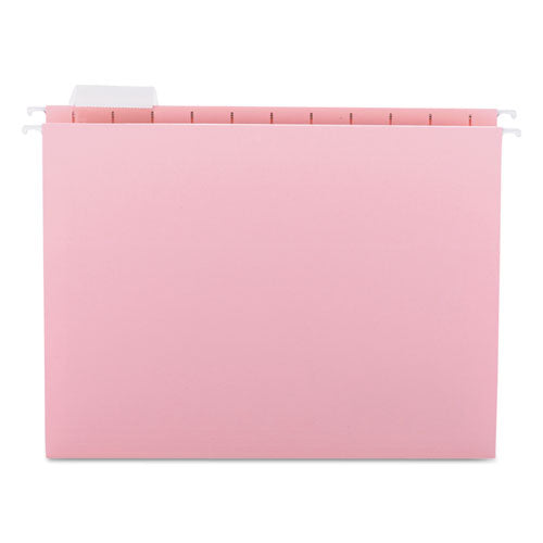 Colored Hanging File Folders With 1/5 Cut Tabs, Letter Size, 1/5-cut Tabs, Pink, 25/box