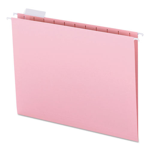 Colored Hanging File Folders With 1/5 Cut Tabs, Letter Size, 1/5-cut Tabs, Pink, 25/box