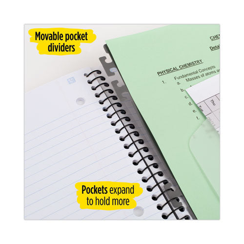 Advance Wirebound Notebook, Six Pockets, 3-subject, Medium/college Rule, Randomly Assorted Cover Color, (150) 11 X 8.5 Sheets