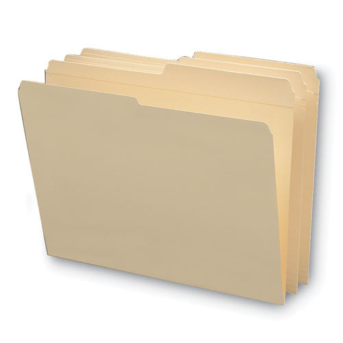 Reinforced Tab Manila File Folders, 1/2-cut Tabs: Assorted, Letter Size, 0.75" Expansion, 11-pt Manila, 100/box