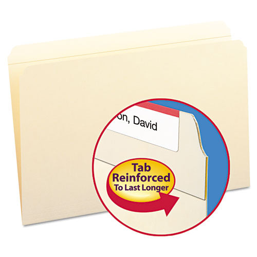 Reinforced Tab Manila File Folders, 1/2-cut Tabs: Assorted, Letter Size, 0.75" Expansion, 11-pt Manila, 100/box