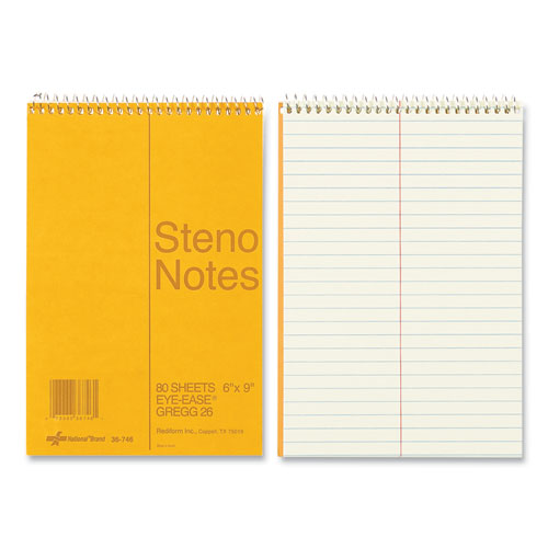 Standard Spiral Steno Pad, Gregg Rule, Brown Cover, 80 Eye-ease Green 6 X 9 Sheets