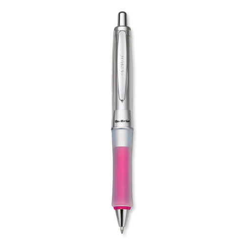 Dr. Grip Center Of Gravity Ballpoint Pen, Retractable, Medium 1 Mm, Black Ink, Silver/pink Grip Barrel
