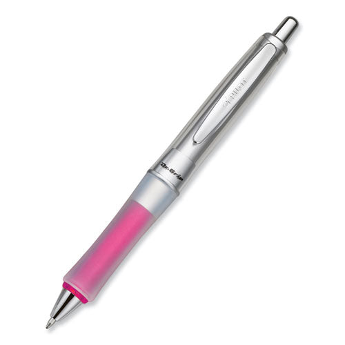 Dr. Grip Center Of Gravity Ballpoint Pen, Retractable, Medium 1 Mm, Black Ink, Silver/pink Grip Barrel