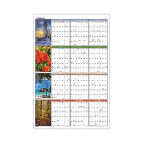 Vertical/horizontal Erasable Wall Planner, Seasons In Bloom Photos, 24 X 36, White/multicolor Sheets, 12-month(jan-dec): 2023