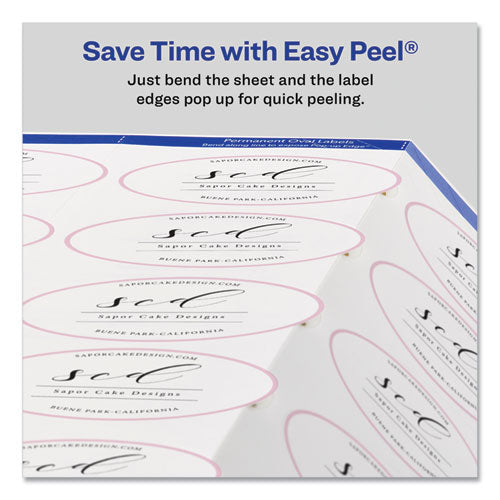 Oval Labels With Sure Feed And Easy Peel, 1.5 X 2.5, Glossy White, 180/pack