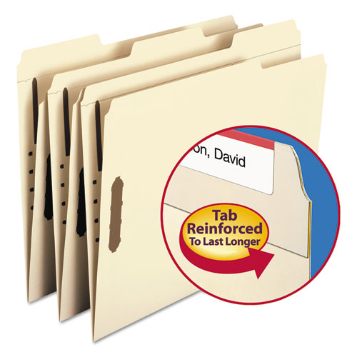 Recycled Top Tab Fastener Folders, 1/3-cut Tabs: Assorted, 0.75" Expansion, 2 Fasteners, Letter Size, Manila Exterior, 50/box