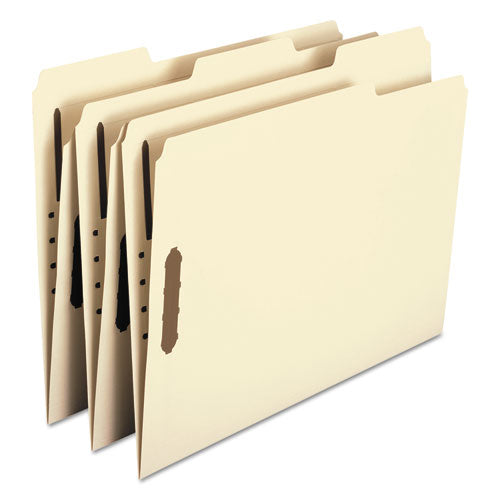 Recycled Top Tab Fastener Folders, 1/3-cut Tabs: Assorted, 0.75" Expansion, 2 Fasteners, Letter Size, Manila Exterior, 50/box