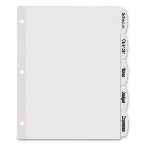 Big Tab Printable White Label Tab Dividers, 5-tab, 11 X 8.5, White, 20 Sets