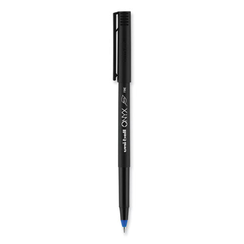 Onyx Roller Ball Pen, Stick, Fine 0.7 Mm, Blue Ink, Black Matte Barrel, 72/pack