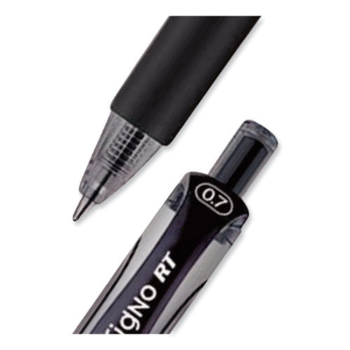 Signo Gel Pen, Retractable, Medium 0.7 Mm, Black Ink, Black/metallic Accents Barrel, Dozen