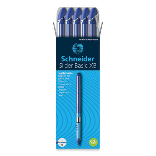 Slider Basic Ballpoint Pen, Stick, Extra-bold 1.4 Mm, Blue Ink, Blue Barrel, 10/box