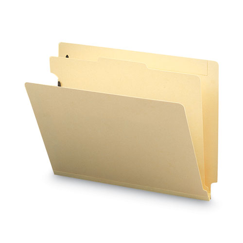 Manila End Tab Classification Folders, 2" Expansion, 1 Divider, 4 Fasteners, Letter Size, Manila Exterior, 10/box