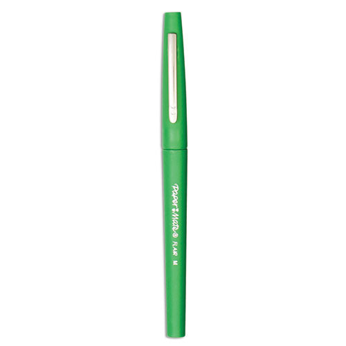 Point Guard Flair Felt Tip Porous Point Pen, Stick, Medium 0.7 Mm, Green Ink, Green Barrel, Dozen