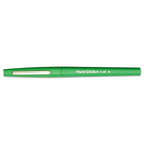 Point Guard Flair Felt Tip Porous Point Pen, Stick, Medium 0.7 Mm, Green Ink, Green Barrel, Dozen