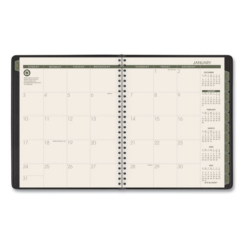 Recycled Monthly Planner With Perforated Memo Section, 8.75 X 7, Black Cover, 12-month (jan To Dec): 2023