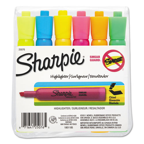 Tank Style Highlighters, Fluorescent Yellow Ink, Chisel Tip, Yellow Barrel, Dozen