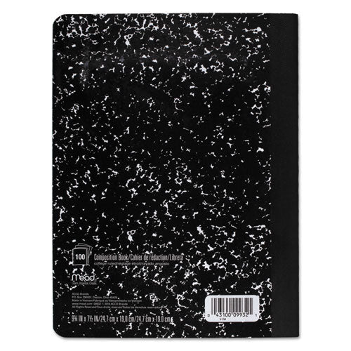 Square Deal Composition Book, Medium/college Rule, Black Cover, (100) 9.75 X 7.5 Sheets