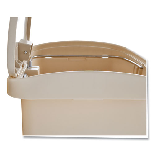Streamline Resin Step-on Container, Front Step Style, 8 Gal, Polyethylene, Beige