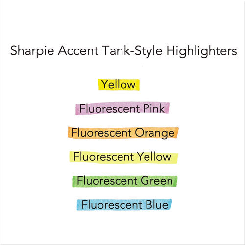 Tank Style Highlighters With Open-stock Box, Assorted Ink Colors, Chisel Tip, Assorted Barrel Colors, Dozen