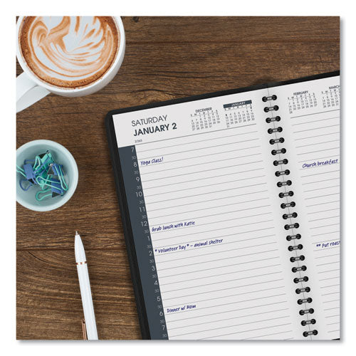 Daily Appointment Book With 30-minute Appointments, 8 X 5, Black Cover, 12-month (jan To Dec): 2023