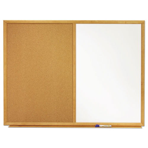 Bulletin/dry-erase Board, Melamine/cork, 36 X 24, White/brown Surface, Oak Finish Frame